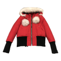 Moose Knuckles Debbie Pom-Pom Hooded Bomber Jacket - Red