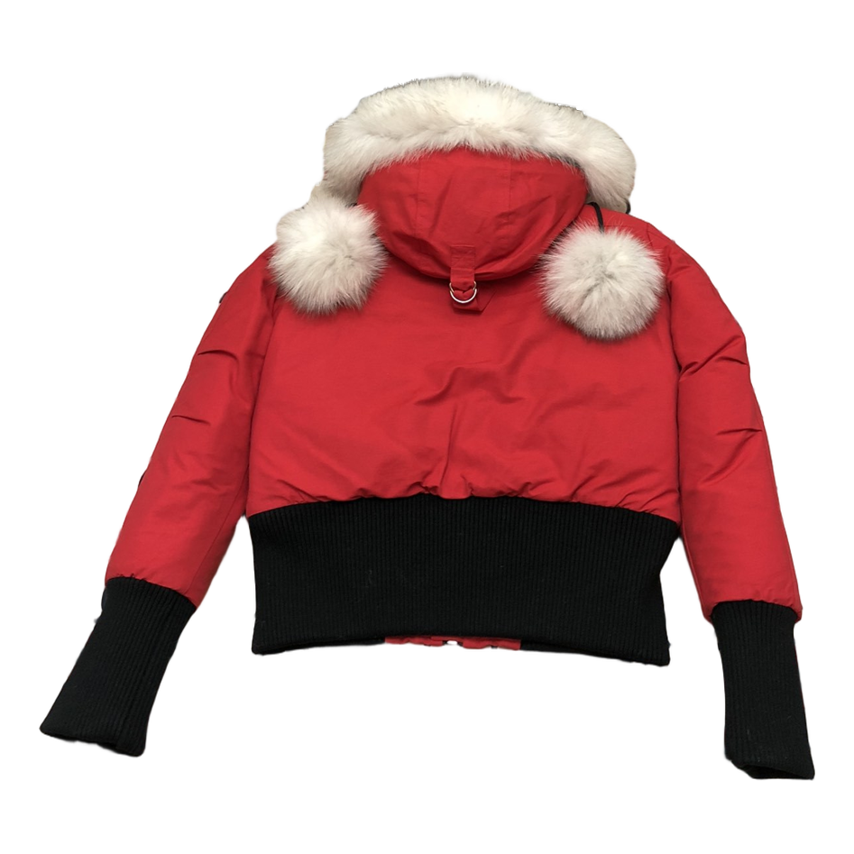Moose Knuckles Debbie Pom-Pom Hooded Bomber Jacket - Red