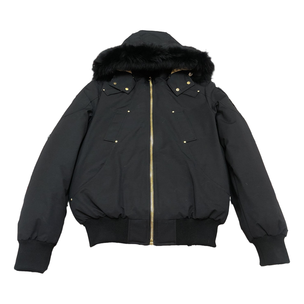 Moose Knuckles Gold Ballistic Fur-Trim Bomber Jacket - Black