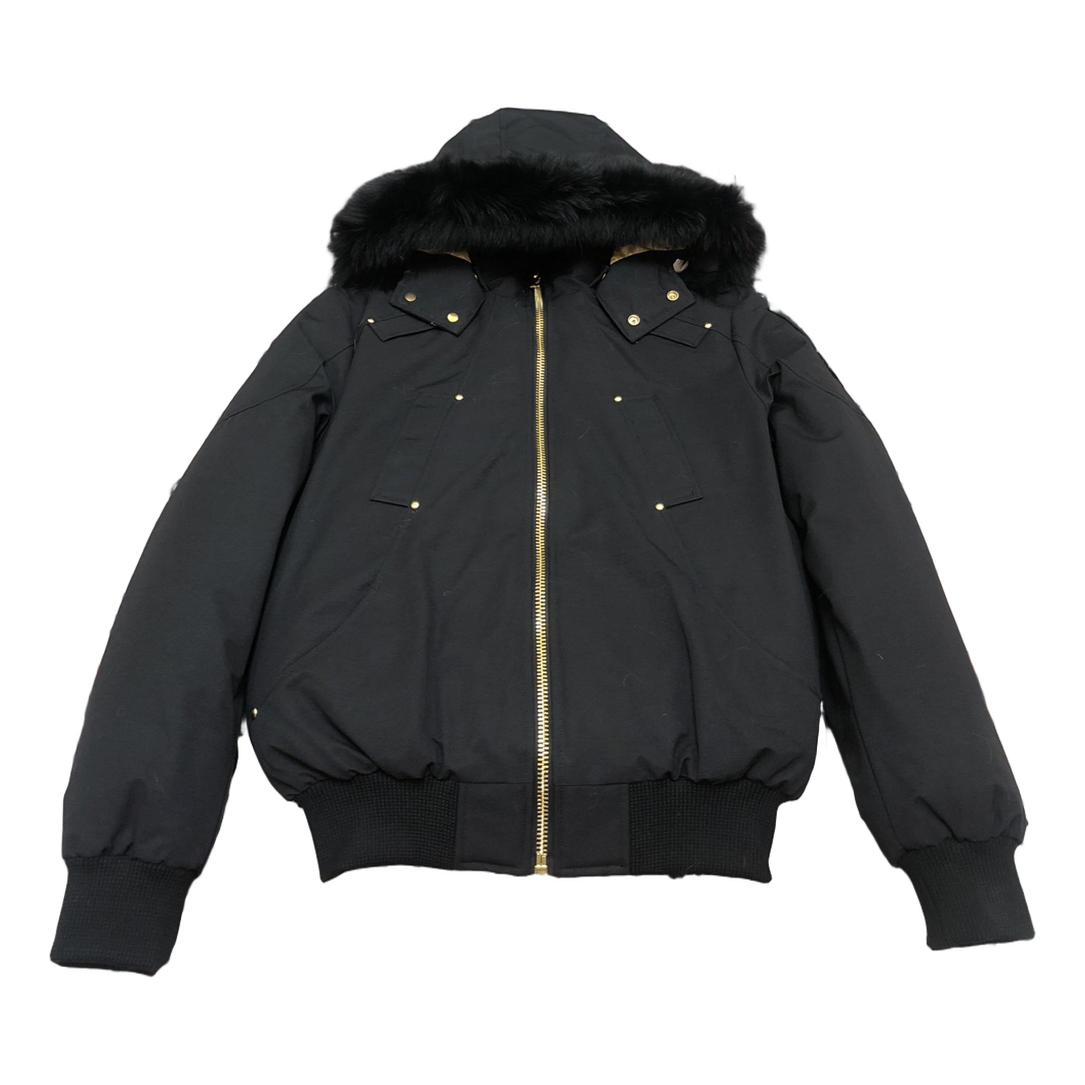 Moose Knuckles Gold Ballistic Fur-Trim Bomber Jacket - Black
