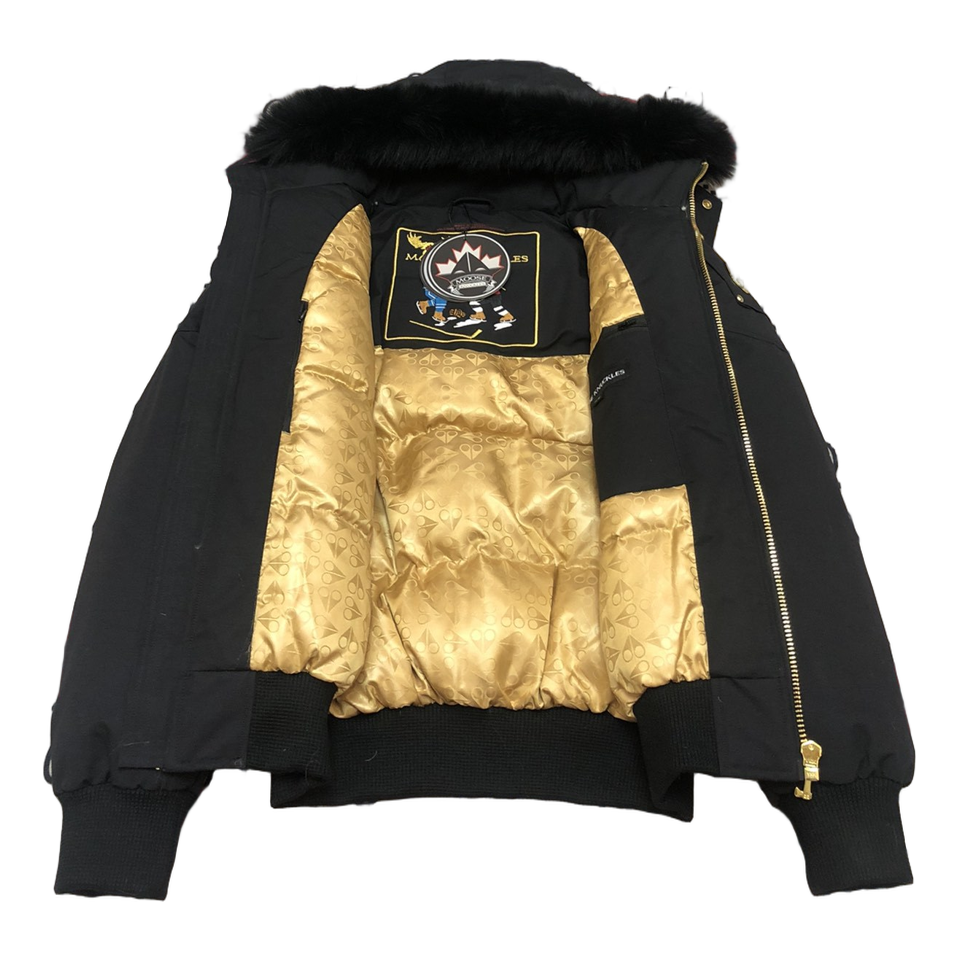 Moose Knuckles Gold Ballistic Fur-Trim Bomber Jacket - Black