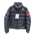 Moncler Tricolour Sleeve-Band Stand-Collar Puffer Jacket - Navy