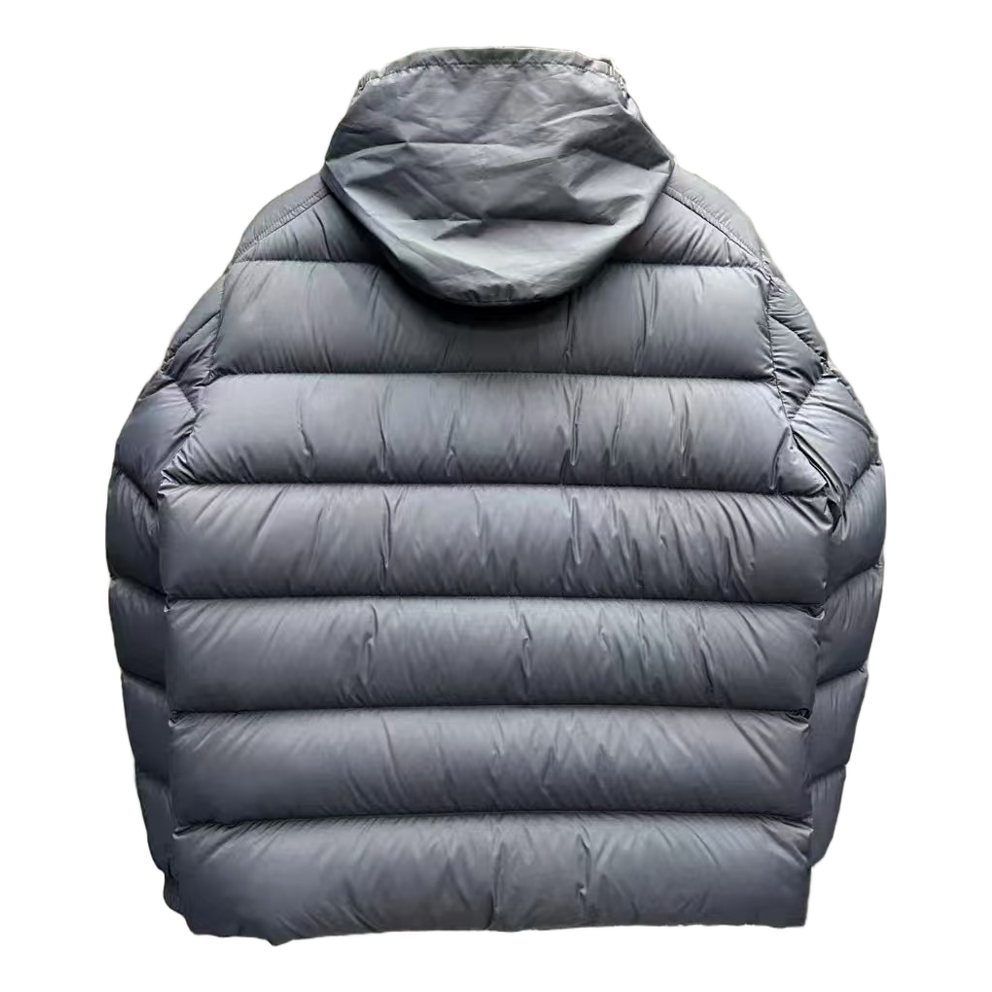Moncler Tricolour Sleeve-Band Stand-Collar Puffer Jacket - Navy