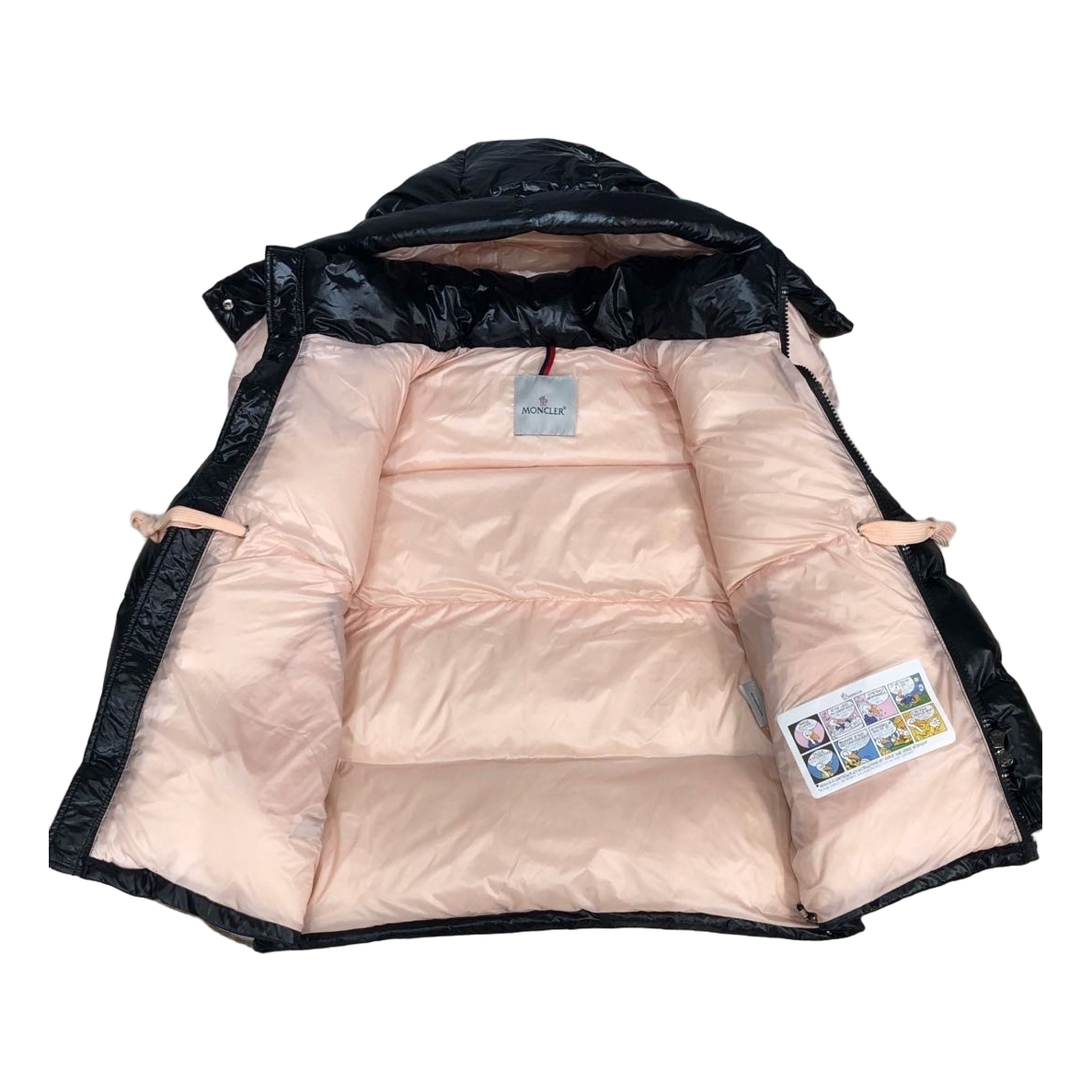 Moncler Mountain-Badge Glossy Short Puffer Jacket - Black