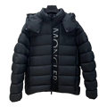 Moncler Vertical-Logo Placket Hooded Puffer Jacket - Black