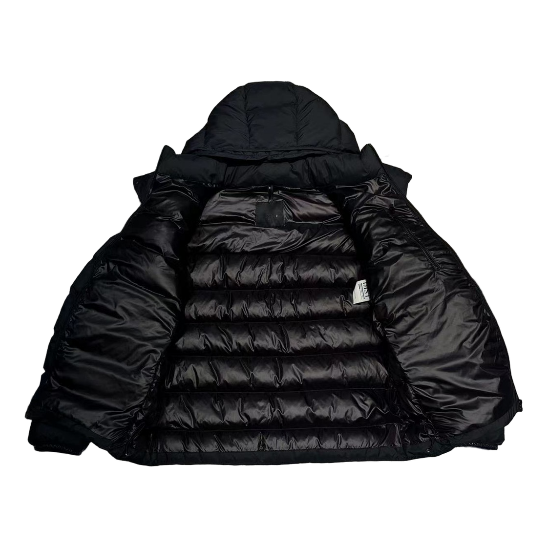 Moncler Vertical-Logo Placket Hooded Puffer Jacket - Black