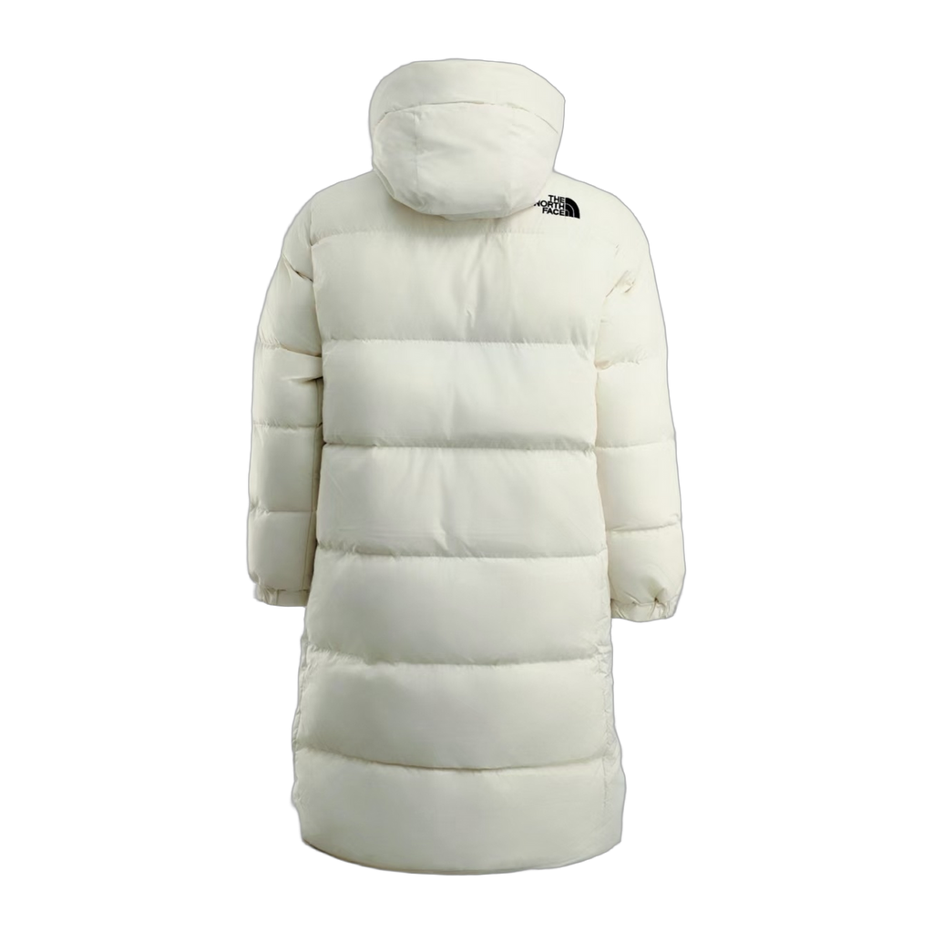 The North Face Color-Block Long Hooded Down Coat in White
