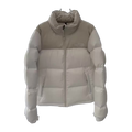 The North Face Cropped Puffer Jacket in Cream, Stand Collar