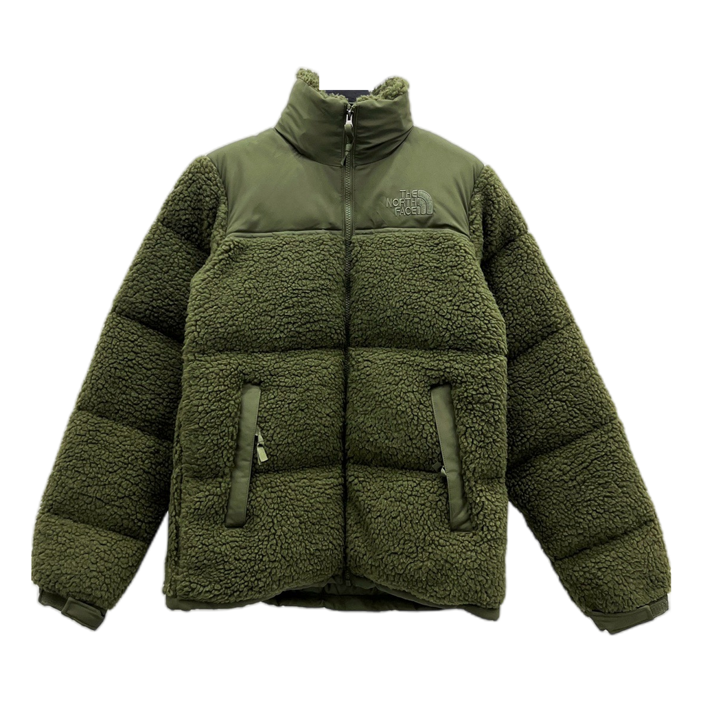 The North Face Fleece-Panel Puffer Jacket in Olive
