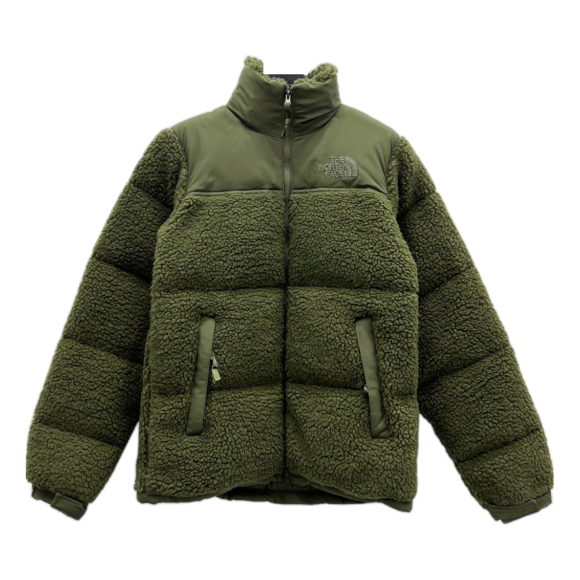 The North Face Fleece-Panel Puffer Jacket in Olive