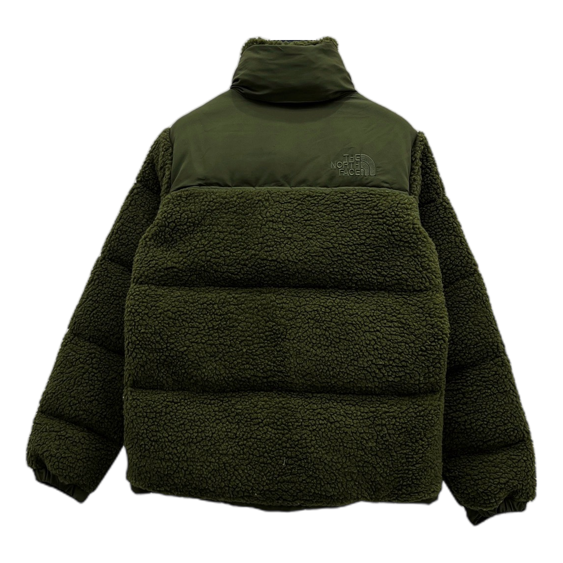 The North Face Fleece-Panel Puffer Jacket in Olive