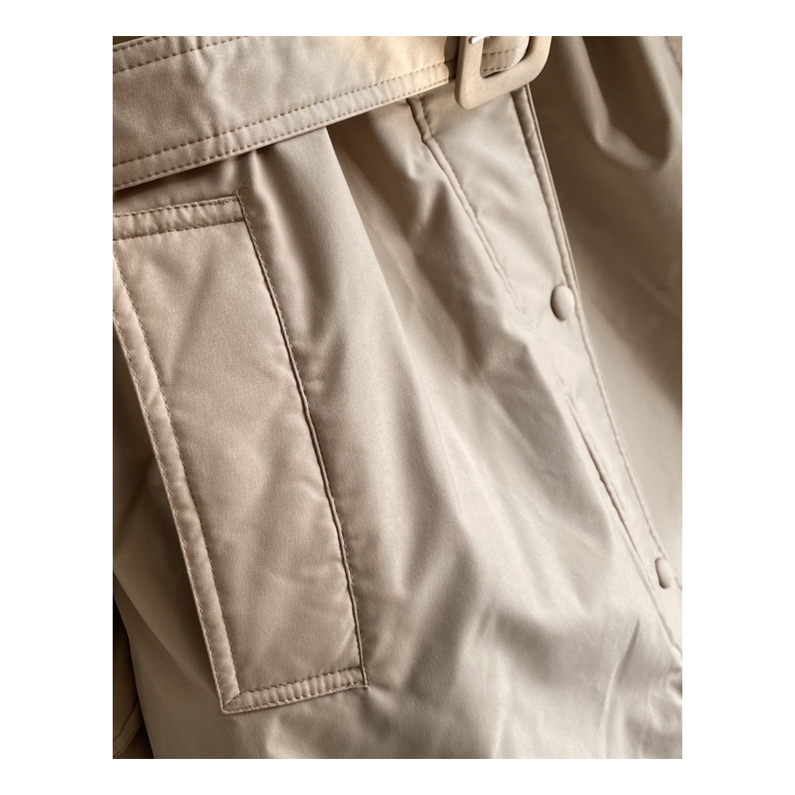 Prada Belted Faux Fur-Trim Hooded Coat in Blush Beige