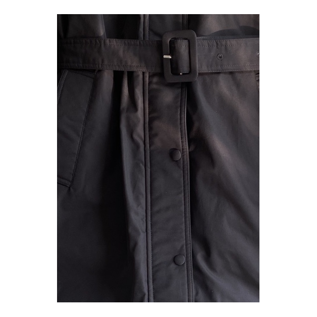 Prada Belted Faux Fur-Trim Hooded Coat in Black