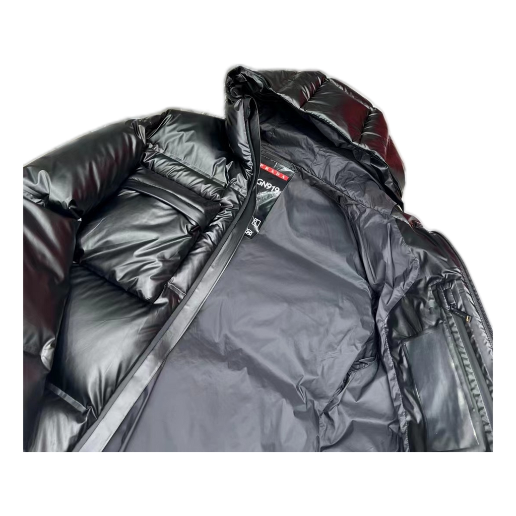 Prada Linea Rossa Black Hooded Puffer Jacket